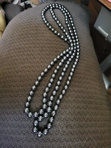 Vintage Grey Faux Pearl 58" Necklace - Picture 1 of 1