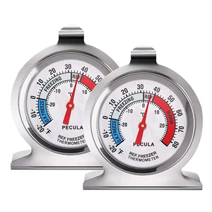 2Pcs Refrigerator Freezer Thermometer Stainless Steel Large Dial Thermometer New - Picture 1 of 11