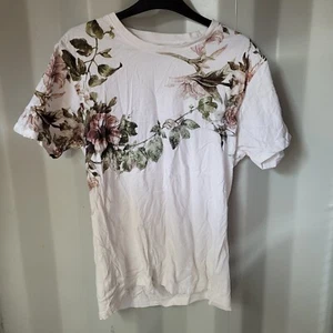 Moda Rapido Mens White Floral Shirt UK Size Large - Picture 1 of 5
