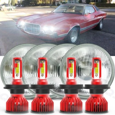For Ford Gran Torino 1972-1976 - 4pcs Round 5.75" 5-3/4" LED Hi/Lo Headlights Foto 1 de 4