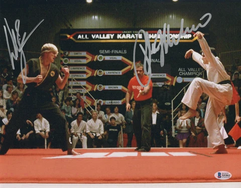 WILLIAM ZABKA RALPH MACCHIO SIGNED AUTO THE KARATE KID 11X14 METALLIC BECKETT 9 Cover