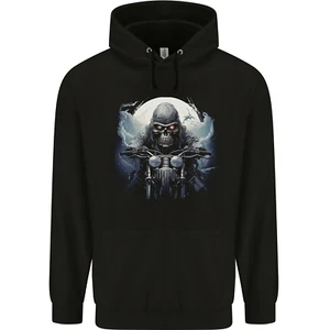 Skull Biker Motorcycle Motorbike Grim Reaper 22 Childrens Kids Hoodie - Picture 1 of 3