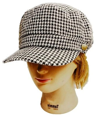 Algodón Espiga Cuadros Newsboy Cabbie Moda Cadete Sombrero Gorra Con Banda Foto 1 de 4