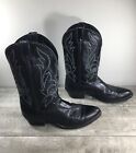 Laredo Mens Made in USA Leather Cowboy Western Black Riding Boots 10.5 Vintage