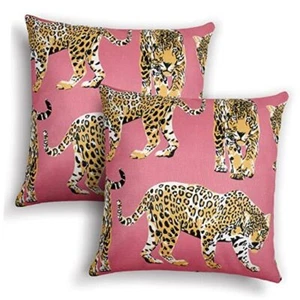 2 Pcs Leopard Preppy Throw Pillow Covers 18 x 18 Inch Cheetah Print Pillow - Picture 1 of 8