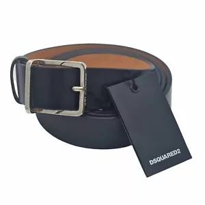 DSQUARED2 schwarzer Ledergürtel Größe 110 cm / 40" - 44" D2 D quadratisch 2 UVP 245 £ - Bild 1 von 6