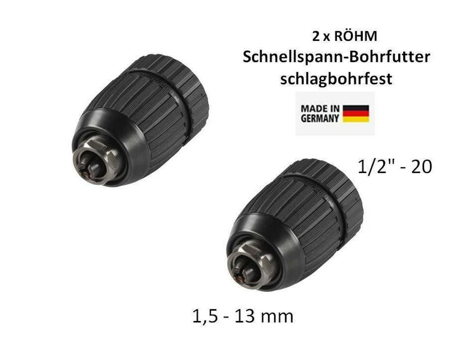 2 x Röhm AKKU Schrauber Schnellspann-Bohrfutter 1/2 " - 20  - Bild 1 von 1