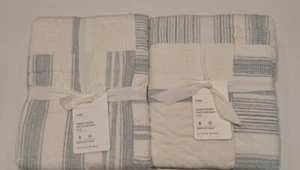 Pottery Barn 2er Set Weißdorn Patchwork gesteppt Euro Shams, Chambray - Bild 1 von 3