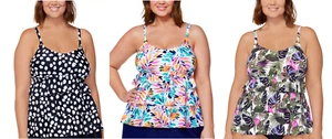 Tankini Island Escapes para mujer cuello cuadrado con aros talla 16W-22W $60 LLL333 NUEVO CON ETIQUETAS - Imagen 1 de 5