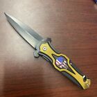 8.75" Golden Punisher Spring Assisted Open Blade Folding Pocket Knife