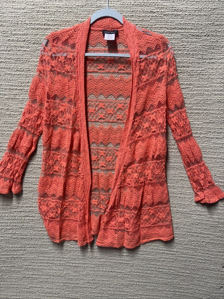 Cárdigan de Encaje Slinky Para Mujer L Boho Chic Manga Campana Frente Abierto Festival Capas Foto 1 de 4