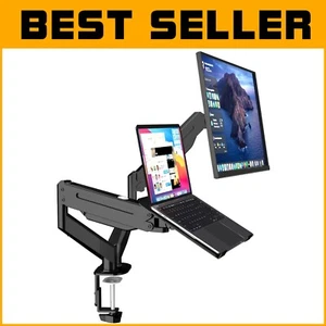 Ventilated Adjustable Laptop Mount Stand with Dual Monitor Arms for Home Offices - Picture 1 of 9