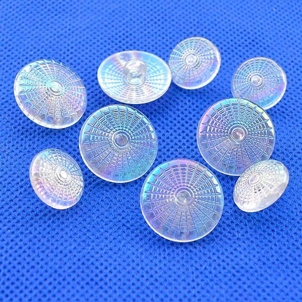 CLEAR TRANSPARENT IRIDESCENT SHANK BUTTONS 15mm 20mm - Image 1 of 1