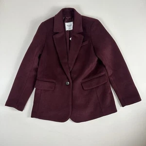 Abercrombie & Fitch Womens Classic Blazer Size Small Burgundy Red One Button  - Picture 1 of 9