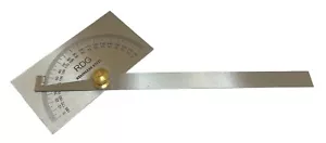STAINLESS STEEL PROTRACTOR RECTANGULAR HEAD 0-180° GRADUATIONS RDGTOOLS - Picture 1 of 2