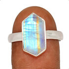 Natural Rainbow Moonstone - India 925 Sterling Silver Ring Jewelry s.9.5 CR40989