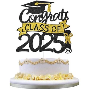 1 Pack 2025 Class Of cake Topper Glitter Congrats Grad Cake DecorGraduation C... - Picture 1 of 7