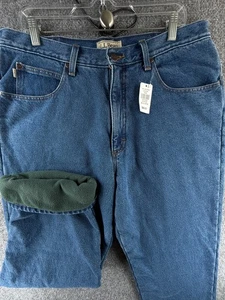 NWT LL Bean Fleece Lined Denim Jeans 162344 Blue Relaxed Fit 36x32 Stonewashed - Picture 1 of 11