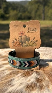 Justin Lederarmband Erwachsene Türkis Southwest Perlen Manschette Western verstellbar - Bild 1 von 3
