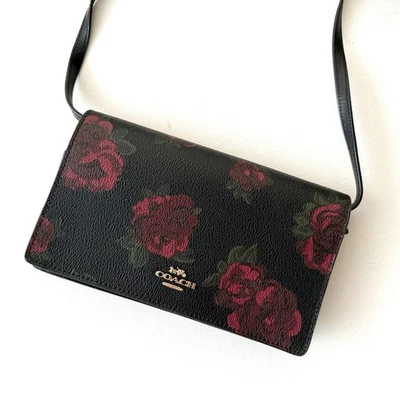 NWT Coach Anna Foldover Clutch Crossbody  With Rose Floral Print C67506 - Image 1 of 4