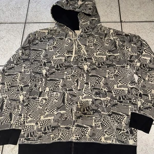 VTG Y2K Volcom Lined Zip Up Hoodie All Over Print Size X Large - Picture 1 of 4