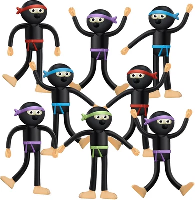 24 Piezas Juguetes Ninja Flexibles para Niños y Niñas, Figuras Ninja Flexibles Parte Bendy Foto 1 de 4