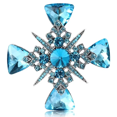 豪华圣诞雪花胸针水晶银色胸针假日冬季珠宝礼品 — 第 1/4 张图片