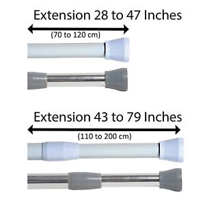 Tension Adjustable Shower Curtain Rod 43-79 Inches or 28-47 Inches