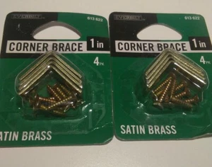 EVERBILT (Lot-2) 1" Corner Brackets with screws. Satin Brass Finish. 4 Pk - Picture 1 of 2