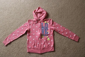 Justice Girls Peach Full Zip Hoodie Cotton Blend Front Pocket Size 12 - Picture 1 of 4