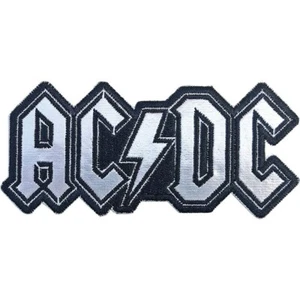 AC/DC Iron-On Woven Patch: CUT-OUT FOIL LOGO: shiny Official Licenced Merch gift - Foto 1 di 1