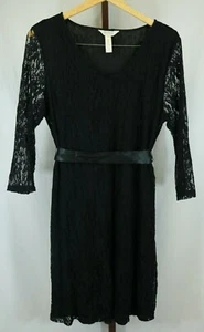 Ma Cherie Womens Ladies Maternity Black Lace 3/4 Sleeve Knee Length Dress Sz XL - Picture 1 of 4