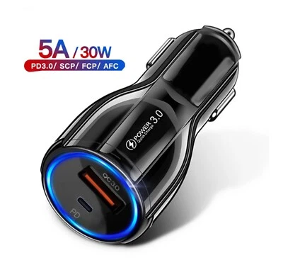 30W Zigarettenanzünder 2x USB Schnell Ladegerät KFZ Auto Ladeadapter Handy Lader - Bild 1 von 3