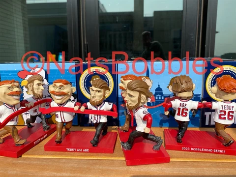 Racing Presidents Bobblehead Abe and Teddy Washington Nationals SGA 2023 Cover