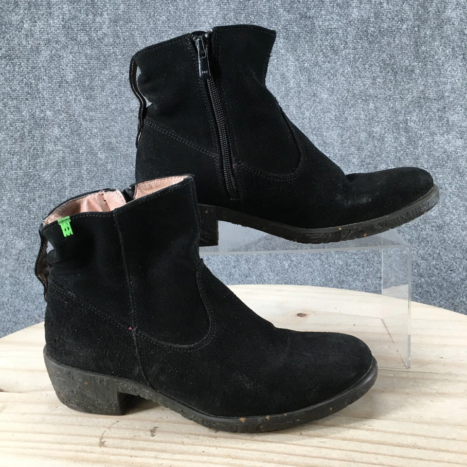 El Naturalista Boots Womens 37 Quera NC50 Ankle Booties Black Suede Heels Zip - Image 1 of 4