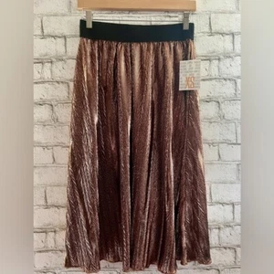 NEW!!! accordion-pleated MIDI skirt bronze Lularoe Jill Elegant Size XS - Picture 1 of 8