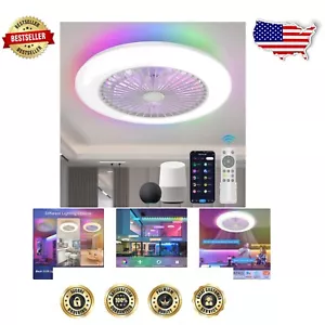 Low Profile Bladeless Ceiling Fan with Smart Voice Control & Ambient RGB Light - Picture 1 of 11