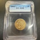 1909-D Gold Indian Half Eagle $5 Coin Icg Au 58 | Stunning & Historic