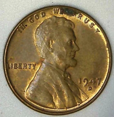 1947-D 1C Lincoln Wheat Cent AU 22lc1122 - Image 1 of 2