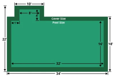 Cubierta de piscina de malla verde 16x32 + 4x8 Loop-Loc con escalón izquierdo desplazado de 1' - LLM1089 Foto 1 de 4