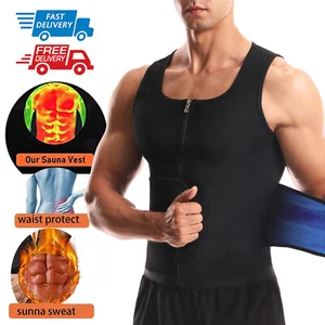 Herren Sauna Weste Taille Trainer Shirt Gewichtsverlust Neopren Bauchweg Shaper - Bild 1 von 29
