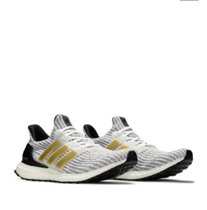Adidas Ultra Boost Running Shoe White Black Metallic Gold FZ4909 Mens Size US 8 - Picture 1 of 8