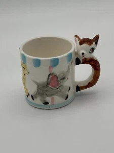 Child Carousel Mug Vintage Ceramic Deer Handle Mug All Gone Nursery Collectible - Picture 1 of 9