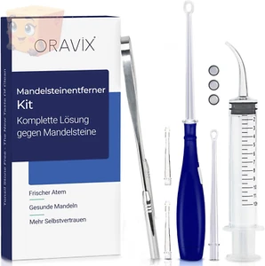 ORAVIX Mandelstein Entferner Set – LED, Zungenreiniger, Spritze gegen Mundgeruch - Bild 1 von 7