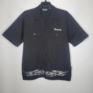 Camisa Motociclista Libélula Para Hombre Tienda Camisa Talla L Negra Bordada Tribal Y2K - Imagen 1 de 6