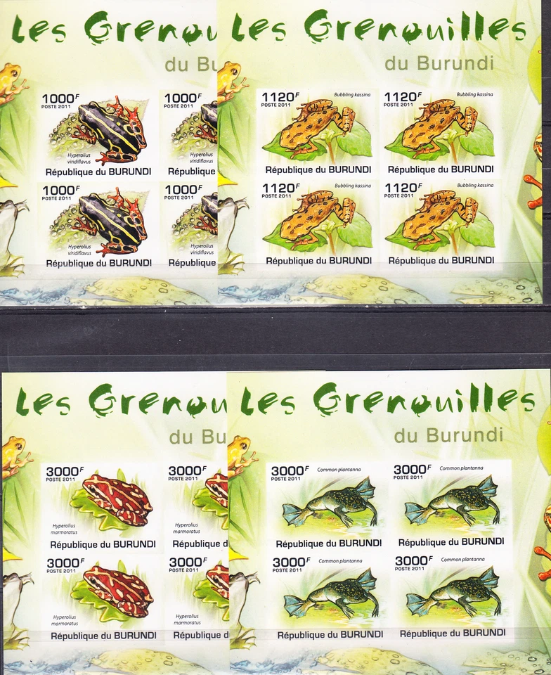 W BURUNDI 0902v-905v MSDL FROGS IMPERFORATED DE LUXE MINI SHEETS - Image 1 of 1