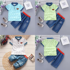 2Pcs Toddler Baby Boy Kids Short Sleeve Clothes Sets T-shirt + Shorts Outfits Uk