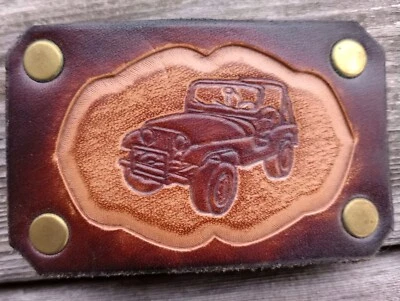 Jeep Wrangler Cuero Hebilla Cinturón Western Vintage Latón Remache Retro Clásico 4x4 Foto 1 de 4