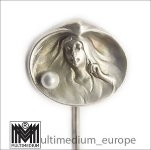 Jugendstil Silber Krawattennadel Symbolist Perle art nouveau silver tie pin - Bild 1 von 7