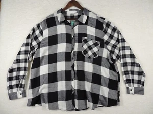 Maurices Womens 3X Button Up Shirt Top Black White PLAID silver thread NWT FALL - Picture 1 of 6